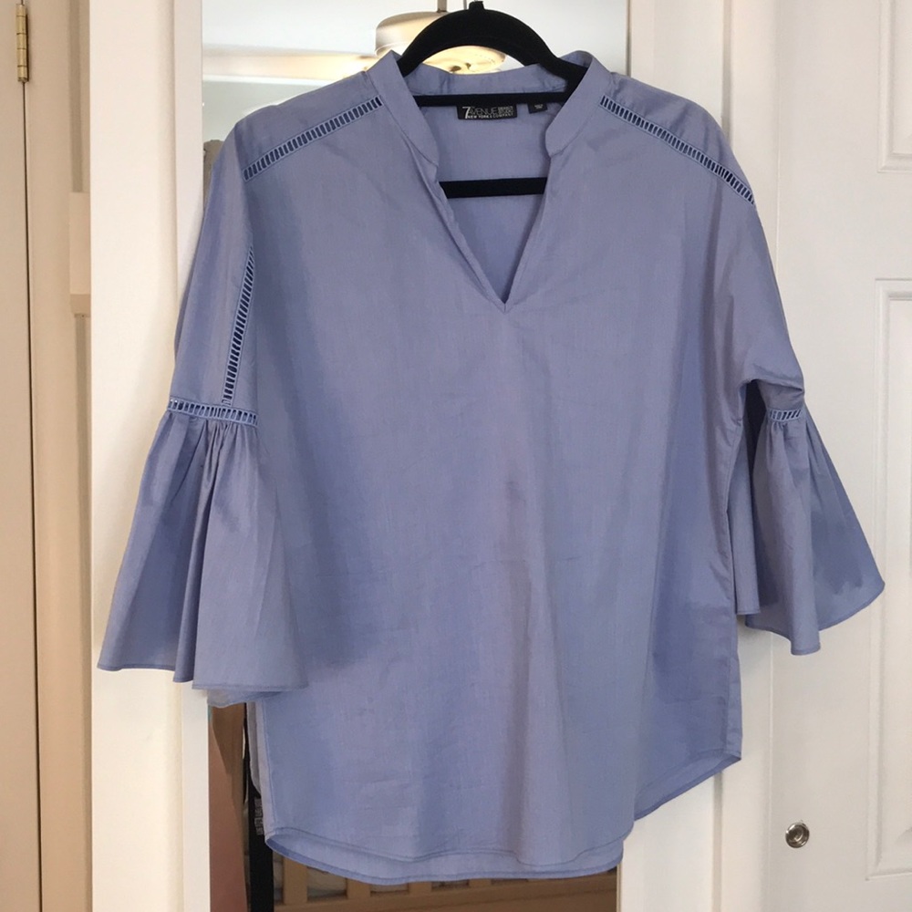 Blue Blouse with Bell Sleeves